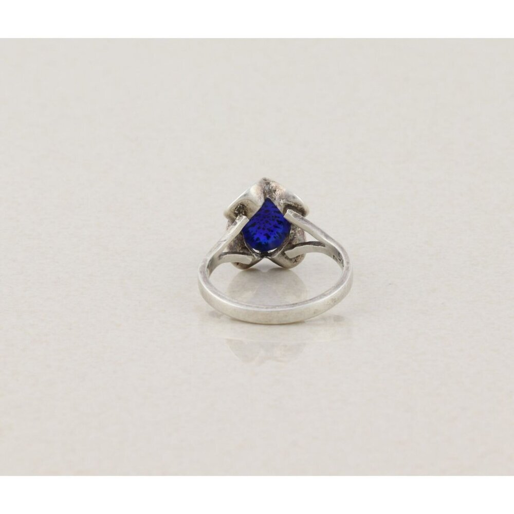 Sterling Silver Blue Foil Opal Ring Size 7 1/4 - Picture 7 of 7